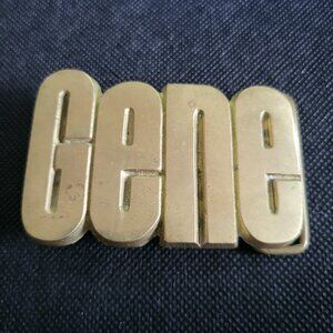 Vintage Name Gene Solid Brass Baron Belt Buckle